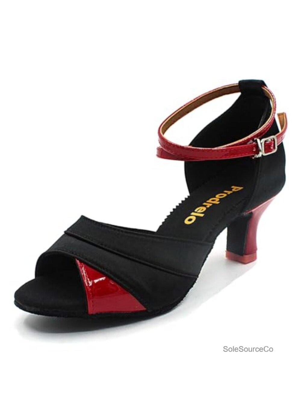 Women's Latin Salsa Dance Shoes Black Satin Ballroom Heels